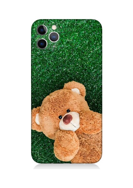 Apple iPhone 11 Pro Max Uyumlu Sevimli Kahverengi Ayı Desenli Silikon Kılıf