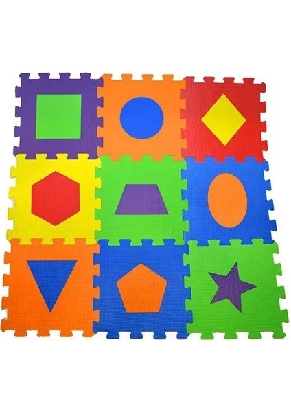 Eva Puzzle Oyun Matı Minder 7mm Geometrik Şekiller 33X33CM 9 Adet