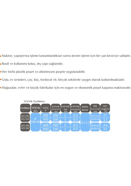 Jebrini Makine Masa Tipi Manuel Poşet Yapıştırma Kapatma Makinası 400 mm -Yandan Kesmeli (Metal Gövde)Yedek Tel + Teflon Hediyeli
