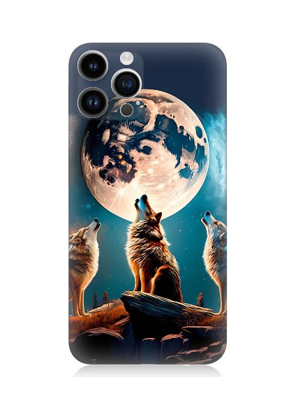 Apple iPhone 13 Pro Max Uyumlu 3 Kurt ve Dolunay Desenli Silikon Kılıf