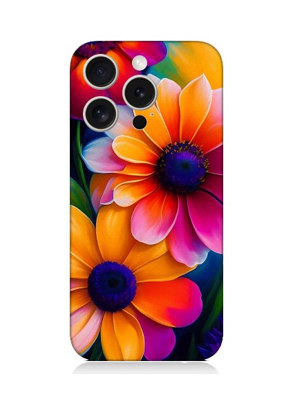Apple iPhone 15 Pro Max Uyumlu Soft Renkli Çiçekler Desenli Silikon Kılıf