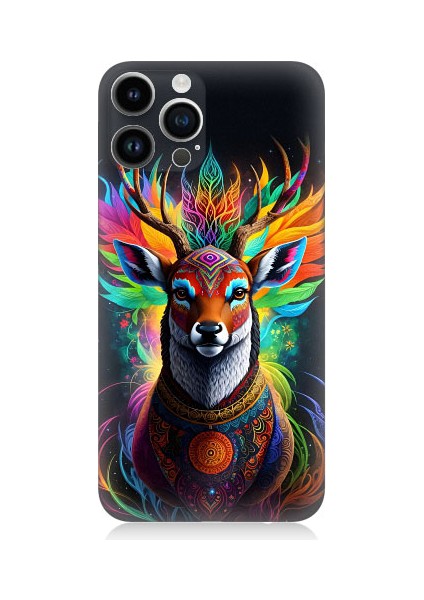 Apple iPhone 13 Pro Uyumlu Mistik Ala Geyik Desenli Silikon Kılıf