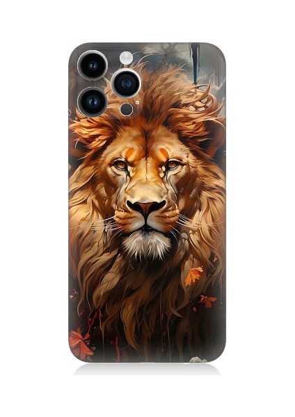 Apple iPhone 13 Pro Max Uyumlu Yorgun Savaşçı Aslan Desenli Silikon Kılıf