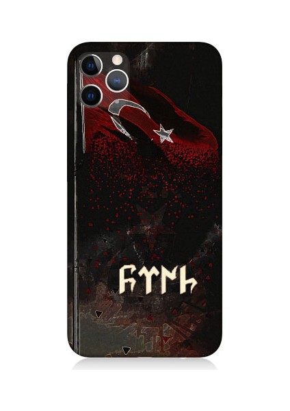 Apple iPhone 11 Pro Max Uyumlu Bayrak ve Türk Desenli Silikon Kılıf