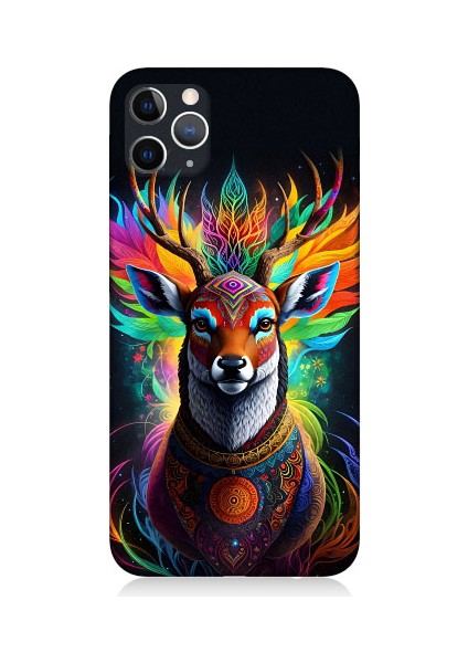 Apple iPhone 11 Pro Uyumlu Mistik Ala Geyik Desenli Silikon Kılıf