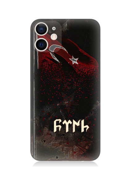 Apple iPhone 12 Mini Uyumlu Bayrak ve Türk Desenli Silikon Kılıf