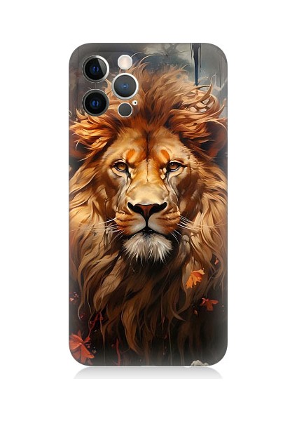 Apple iPhone 12 Pro Max Uyumlu Yorgun Savaşçı Aslan Desenli Silikon Kılıf