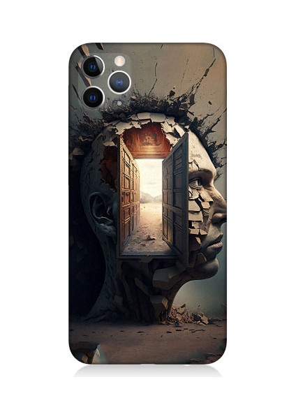 Apple iPhone 11 Pro Max Uyumlu Insan Beyni ve Hayali Desenli Silikon Kılıf