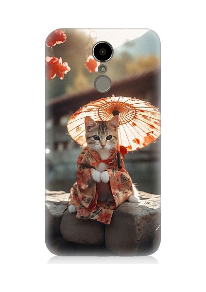 Lg K8 2017 Uyumlu Geyşa Kıyafetli Kedi Desenli Silikon Kılıf