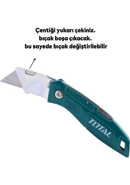 Halı Kesme Maket Bıçağı Falçata Çok Amaçlı Katlanabilir 10 Adet Yedek Bıçaklar Alçıpan Kesim