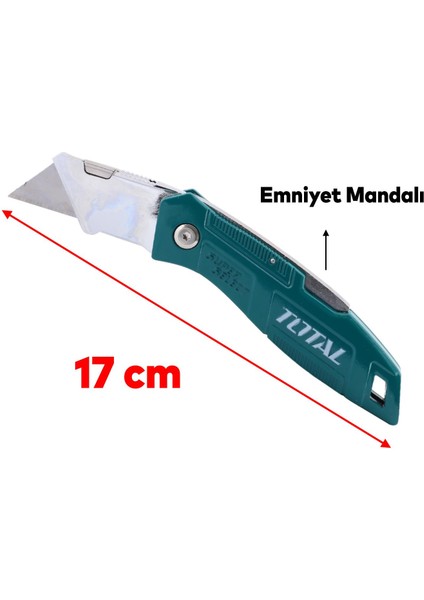 Halı Kesme Maket Bıçağı Falçata Çok Amaçlı Katlanabilir 10 Adet Yedek Bıçaklar Alçıpan Kesim