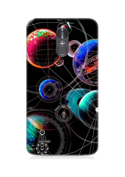 Lg Stylus 3 Uyumlu Sci Fi Gezegenler ve Vektörler Desenli Silikon Kılıf