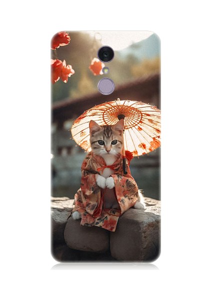 Lg Q7 Uyumlu Geyşa Kıyafetli Kedi Desenli Silikon Kılıf