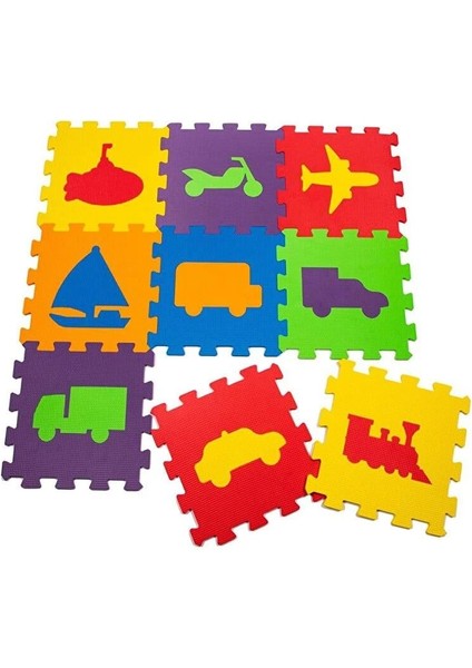 Eva Puzzle Oyun Matı Minder 7mm Taşıtlar 33X33CM 9 Adet