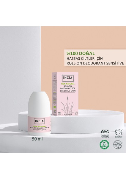 %100 Doğal Roll On Deodorant Hassas Ciltler İçin Lekesiz 50 ml X2 Adet