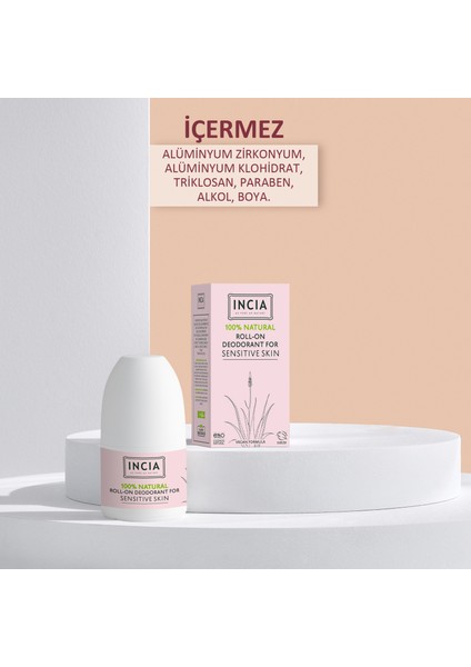 %100 Doğal Roll On Deodorant Hassas Ciltler İçin Lekesiz 50 ml X2 Adet