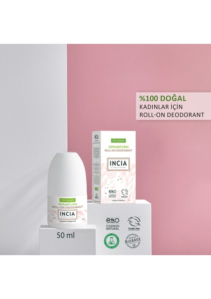 %100 Doğal Roll On Deodorant Kadınlar İçin Lekesiz 50 ml X2 Adet