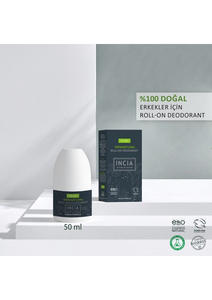 %100 Doğal Roll On Deodorant Erkekler İçin Lekesiz 50 ml X2 Adet