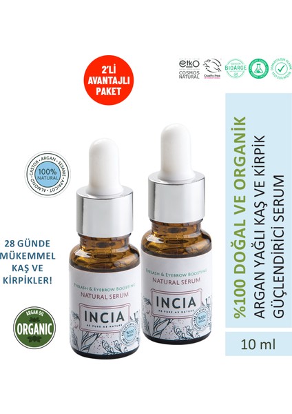 %100 Doğal Kaş Ve Kirpik Güçlendirici Serum Bitkisel Yoğunlaştırıcı Yoğun Bakım Yağı Vegan 10 ml X2 Adet