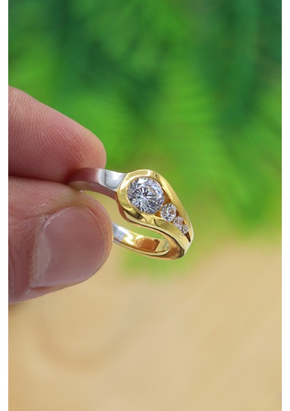 Kristal Kesim Gold Kaplama 925 Ayar Gümüş Zirkon Yüzük 201022858 fiyatları