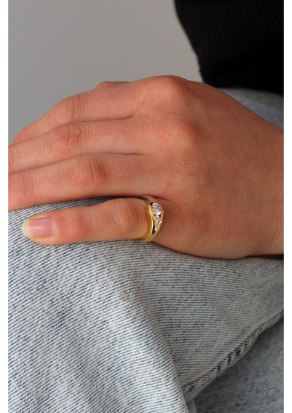 Kristal Kesim Gold Kaplama 925 Ayar Gümüş Zirkon Yüzük 201022858 modelleri