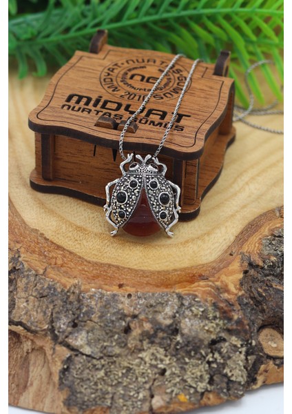 Akik ve Markazit Taşlı Gümüş Bayan Kolye ve Broş 201022878 fiyatları