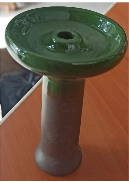 Seramik -Kil Karışımı Desenli Yeşil Dişi Nargile Lülesi