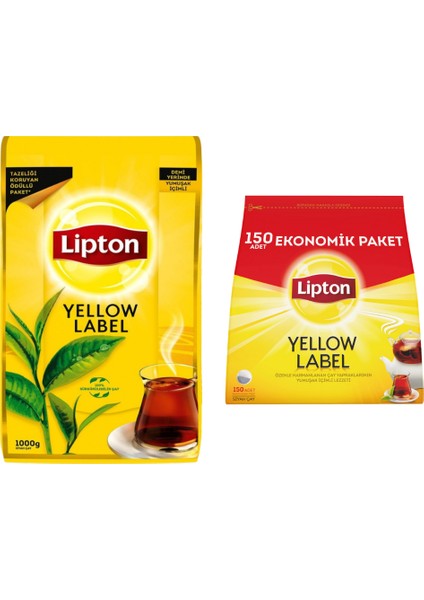 Lipton Yellow Label Dökme Siyah Çay 1000 gr + Lipton Yellow Label Demlik 150LI