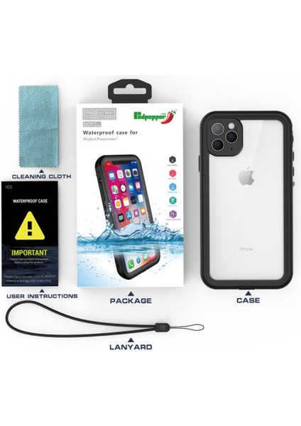 Iphone 11 Için Kılıf 12FT Askeri Darbeye Dayanıklı IP68 Su Geçirmez Tam Ekran (Yurt Dışından)