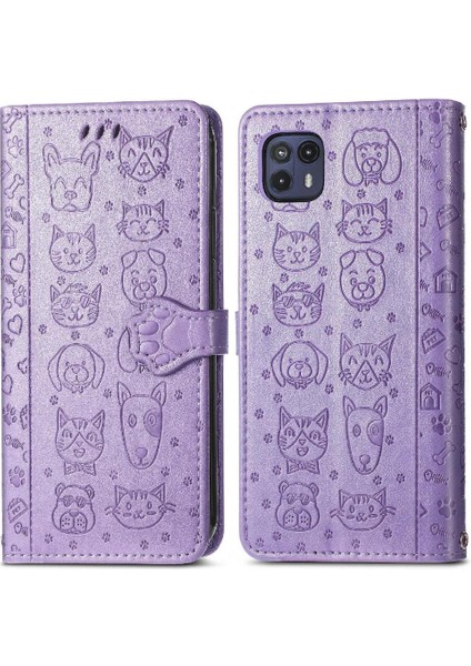 Moto G50 5g Flip Kapak Için Kılıf Darbeye Kısa Kayış Karikatür Hayvanlar (Yurt Dışından)