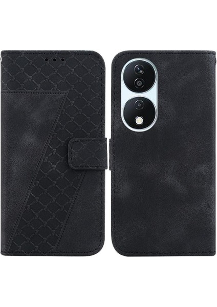 Honor X7B Kart Yuvası Fonksiyonu Için Telefon Kılıfı Flip Folio Kapak Kabartmalı Pu (Yurt Dışından)