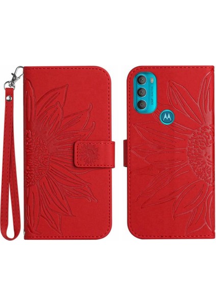 Motorola Moto G71 5g Kısa Kayış Flip Cüzdan Telefon Kılıfı Için Kılıf Kabartmalı (Yurt Dışından)