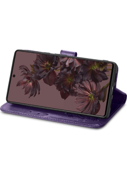 Google Piksel 7 Pro Dört Yapraklı Yonca Flip Kapak Kılıf Için Kılıf Kısa (Yurt Dışından)