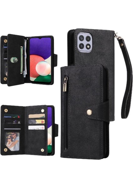 Samsung Galaxy A22 Için Kılıf 5g Kart Tutucu Fermuar Cüzdan Kapak ile El (Yurt Dışından)