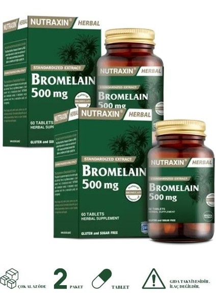 2'li Ekonomik Paket Nutraxin Bromelain 500 Mg 60 Tablet