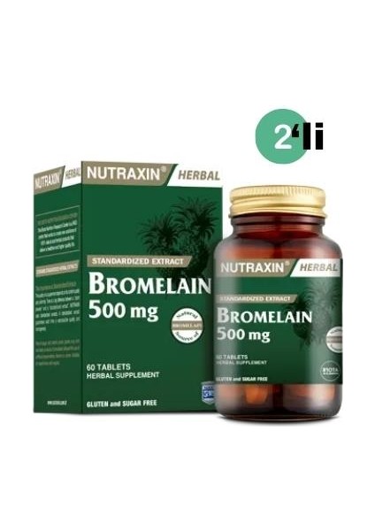 2'li Ekonomik Paket Nutraxin Bromelain 500 Mg 60 Tablet