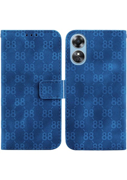 Oppo A17/A17K Çift 8 Kabartmalı Kickstand Kart Tutucu Pu Için Telefon Kılıfı (Yurt Dışından)