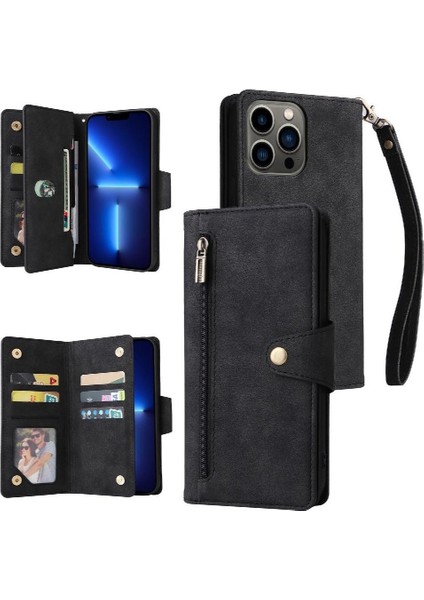 El Kayışı Fermuar Cüzdan Kapak ile iphone 13 Pro Kart Tutucu Için Kılıf (Yurt Dışından)