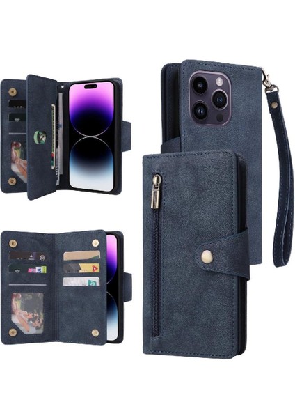 Iphone 14 Için Kılıf Pro Max Fermuar Cüzdan Kapak Kart Tutucu Manyetik ile (Yurt Dışından)