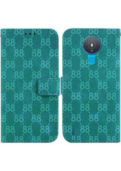 Nokia 1.4 Için Telefon Kılıfı Kart Tutucu Kickstand Çift 8 Kabartmalı Cüzdan Pu (Yurt Dışından)
