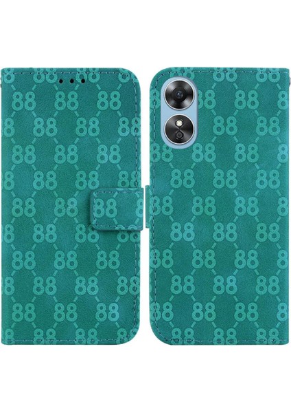 Oppo A17/A17K Çift 8 Kabartmalı Kickstand Kart Tutucu Pu Için Telefon Kılıfı (Yurt Dışından)