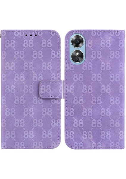 Oppo A17/A17K Çift 8 Kabartmalı Kickstand Kart Tutucu Pu Için Telefon Kılıfı (Yurt Dışından)