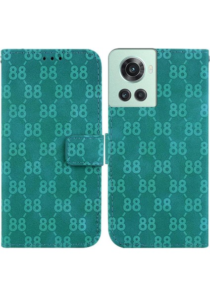 Oneplus 10R Çift 8 Kabartmalı Cüzdan Kapak Için Telefon Kılıfı Kart Tutucu Pu (Yurt Dışından)