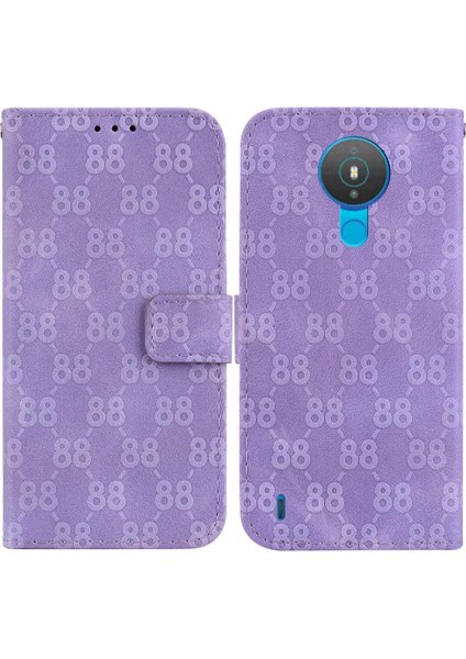 Nokia 1.4 Için Telefon Kılıfı Kart Tutucu Kickstand Çift 8 Kabartmalı Cüzdan Pu (Yurt Dışından)