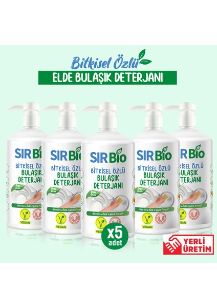 Bitkisel Özlü Elde Bulaşık Deterjanı 1000 ml Pompalı Şişe 5'li