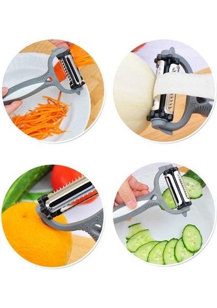 3 Fonksiyonlu Rende Soyacak – Tırtıklı -Dalgalı- Chips Kesici Döner Başlıklı Turbo Soyacak