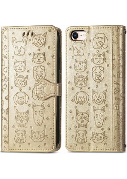 Iphone 8 / 7 / 6 Flip Kapak Kısa Kayış Deri Kılıf Karikatür (Yurt Dışından)