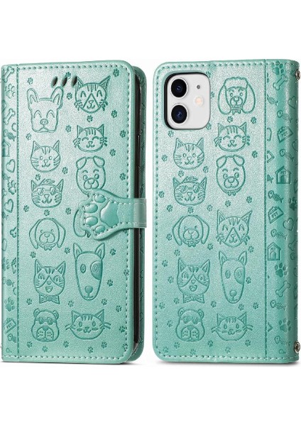 Iphone 12 Için Kılıf Mini Kapak Kapak Karikatür Hayvanlar Darbeye Deri (Yurt Dışından)