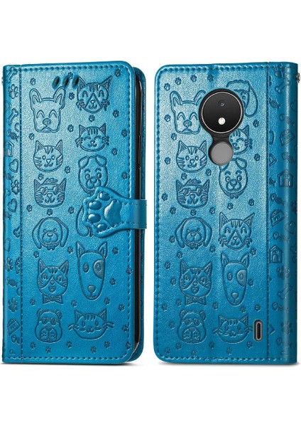 Nokia C21 Darbeye Karikatür Hayvanlar Için Kılıf Kapak Çevirin Deri Kılıf (Yurt Dışından)