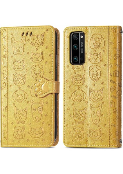 Huawei Onur 30 Pro Karikatür Hayvanlar Için Kılıf Kapak Çevirin Deri Kılıf Kısa (Yurt Dışından)